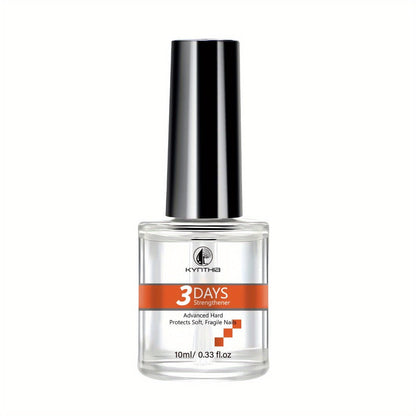 Clear 10 ml Nail Care Coating in Round Bottle with Black Cap and Orange 3 Days Label for Manicure Routines