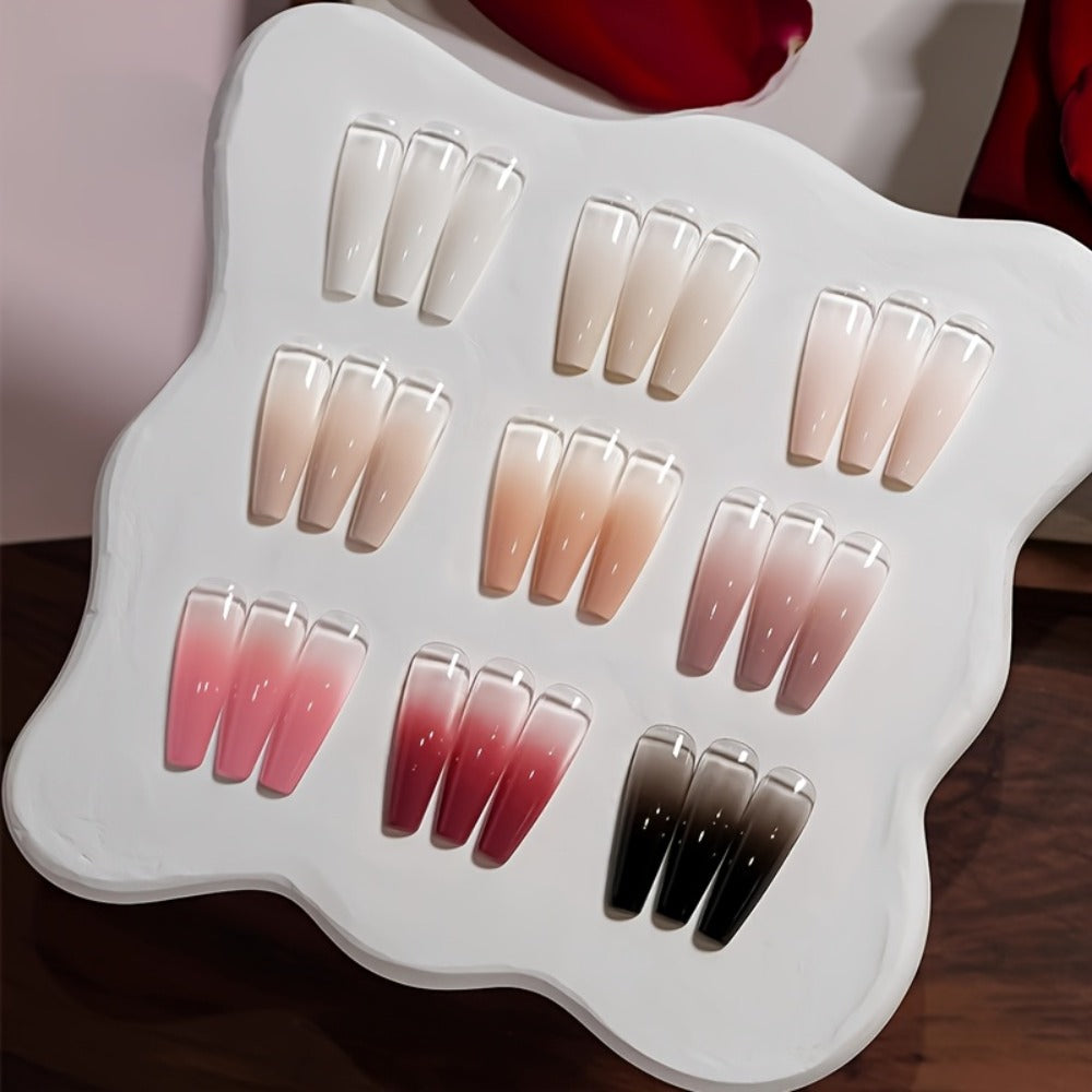 Gel Nail Polish 9-Color Ombre Palette for Gradient and Stamping Art with UV/LED Cure, 7 Series