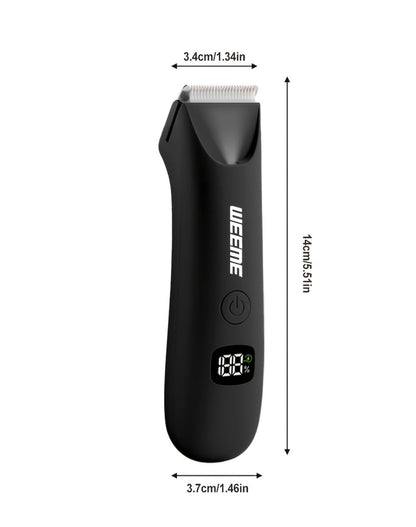 Rechargeable Men's Body Hair Trimmer in Black with LCD Display and LED Light for Chest, Legs and Underarms