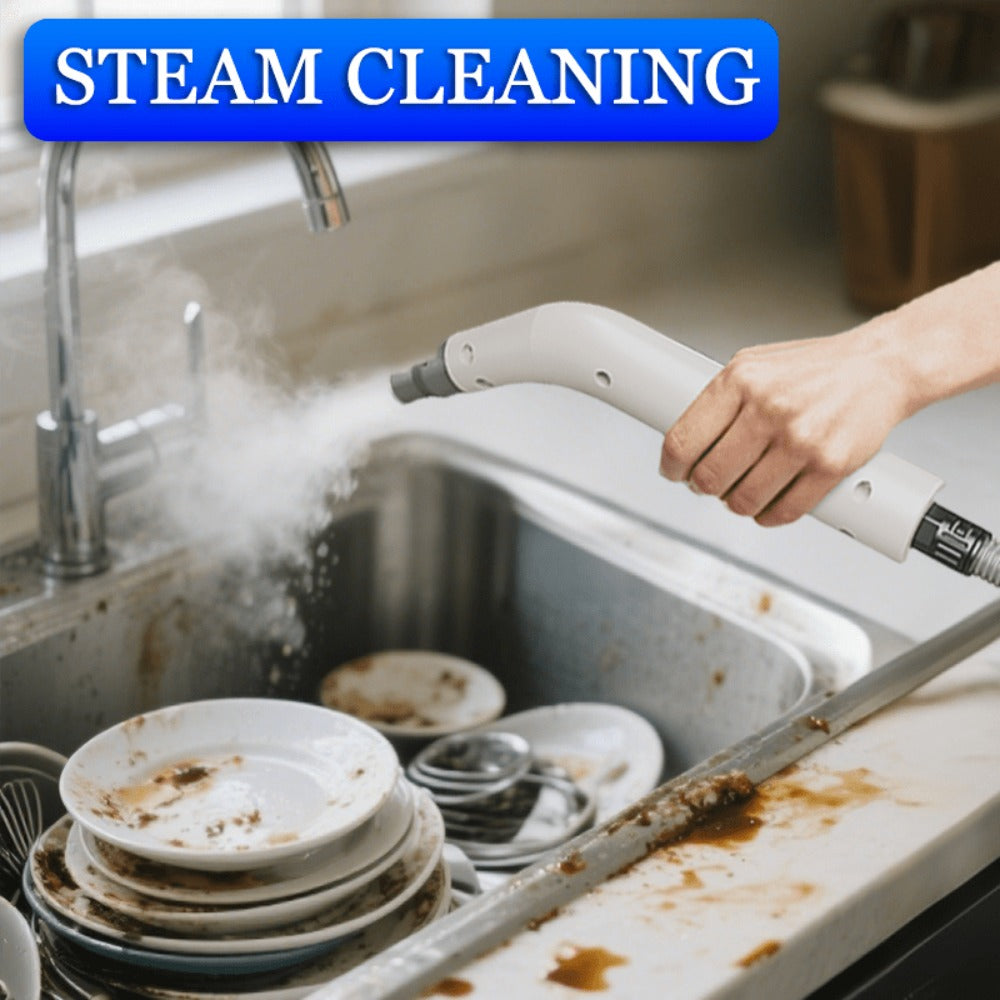 Steam Cleaner, 1200W Handheld High-Temperature Model with Flexible Hose and Interchangeable Cleaning Attachments
