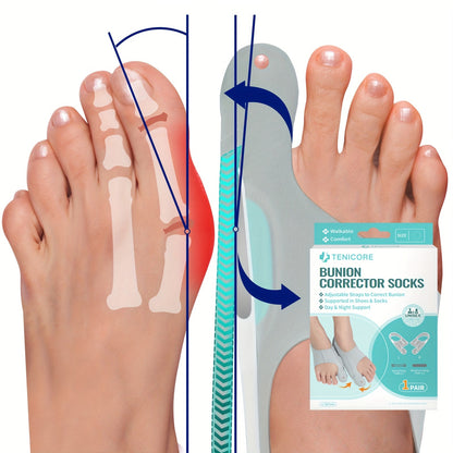 Four-Point Big Toe Separator Sleeve Pair in Medium or Large with Heel Strap and Open-Toe Design