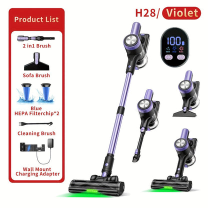 Cordless Stick Vacuum Cleaner 45KPA 8-in-1 Lightweight with Anti-Tangle Brush Green Light Detection for Carpet Pet Hair Hardwood Tile Floor