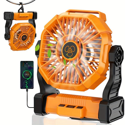 20000mAh-Label Camping Fan with Hanging Hook, LED Lantern and Six Color Checkout Options Pictured