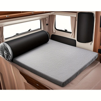 Memory Foam Camping Mattress Pad – Roll-Up Portable Sleeping Mat 72"x24" for SUV Car Camping, Tent Floor, RV & Guest Bed | Grey & Blue