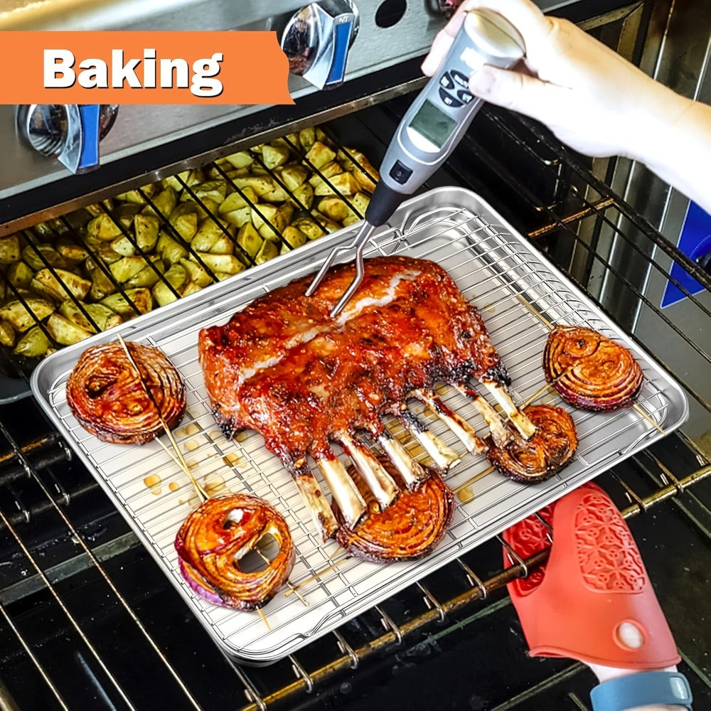 Two-Piece Carbon Steel Cooling Rack Set in Two Sizes for Cookies, Cakes, Roasting and Grilling