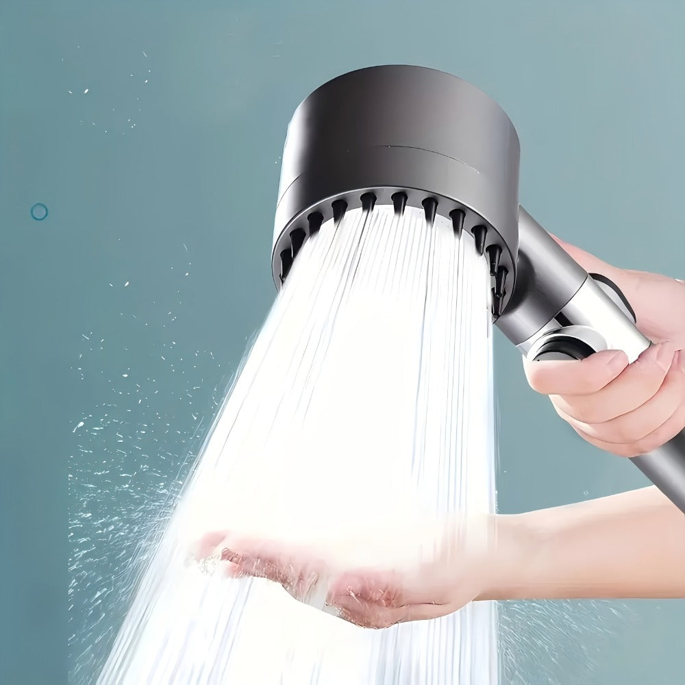 Four-Piece High-Pressure Wall-Mount Shower Head Set with Turbine Spray, Six Filters and 68-Inch Hose
