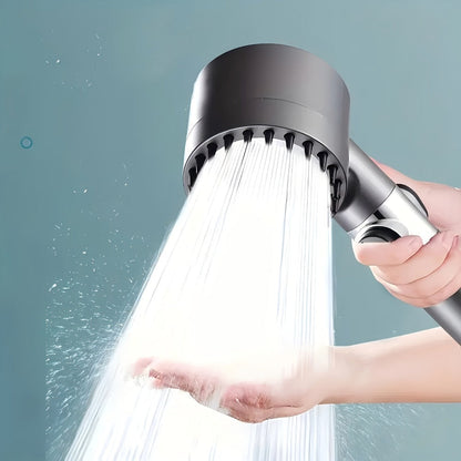 Four-Piece High-Pressure Wall-Mount Shower Head Set with Turbine Spray, Six Filters and 68-Inch Hose