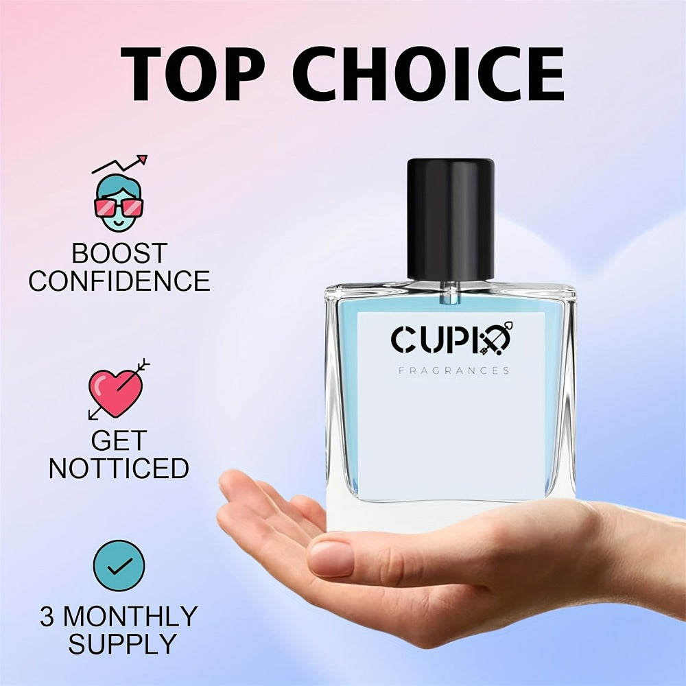 Men's Cologne CUPID 2.0 50ml Spray in Clear Square Glass Bottle with Black Cap and Single 1.69oz Selection