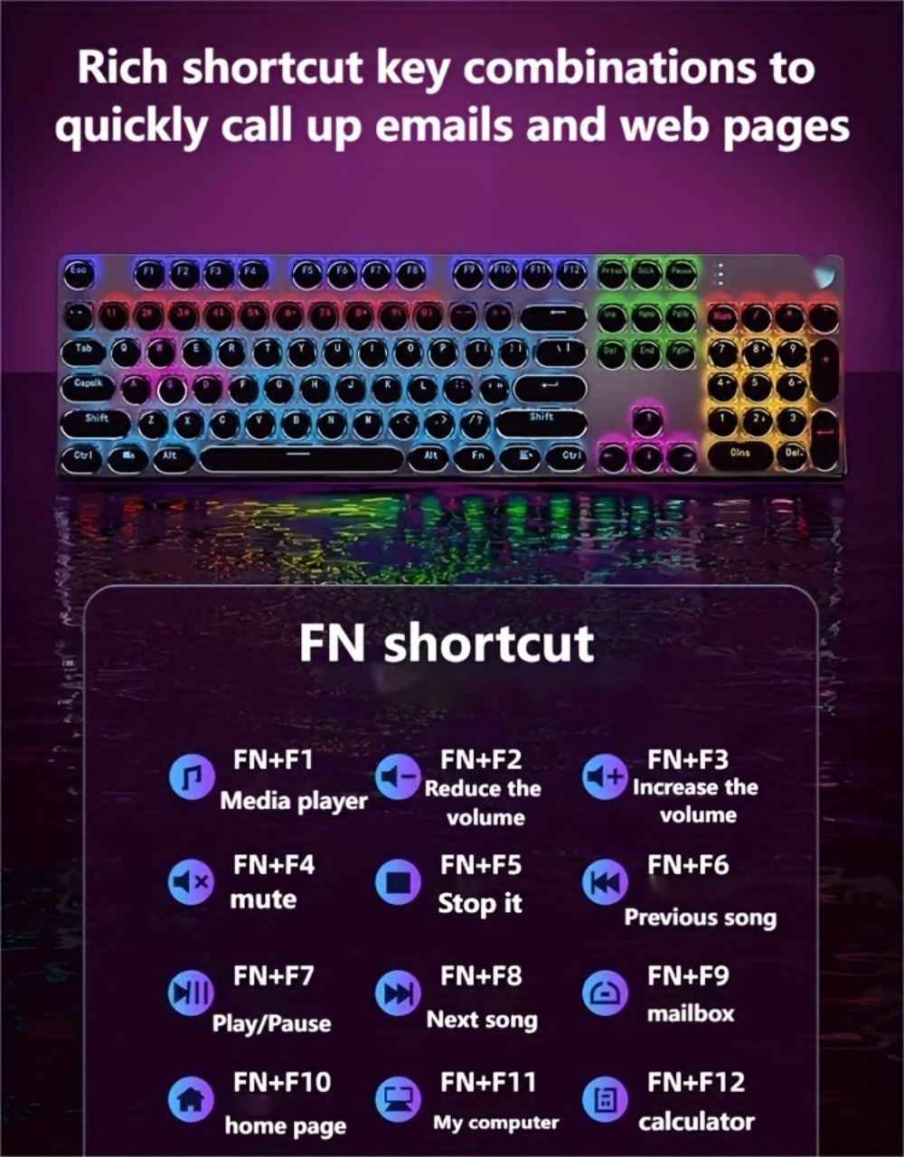 Steampunk Typewriter Mechanical Keyboard with Blue Switches – Retro Old-Fashioned USB Wired Gaming & Office Keyboard for Desktop Laptop PC Windows, Unique Aesthetic Gift for Gamers & Typists