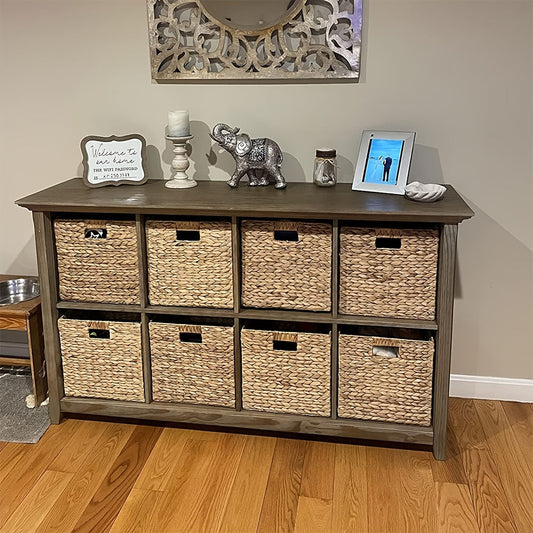 Cube Storage Baskets Foldable – Handwoven Water Hyacinth 11x11 Inch Laundry Organizer Basket with Handles for Cube Shelves, Closet, Bedroom & Living Room, Natural Woven Bin