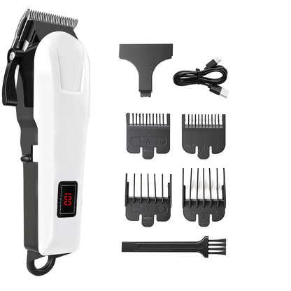 Hair Clippers & Trimmers White Grooming Set with LCD Screens, USB-C Charging and One, Two or Three Pieces