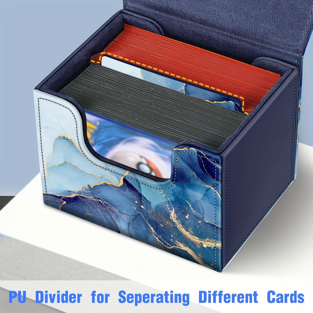 Magnetic Card Storage Box 180+ Cards MTG TCG CCG – Premium PU Leather Deck Box with Magnetic Closure, Built-In Divider, Marble & Starry Sky Colors for Trading Card Collectors & Players