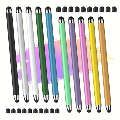 10-Piece Dual-Tip Stylus Pen Set for Capacitive Touchscreens in Three Color Assortments with Passive Design