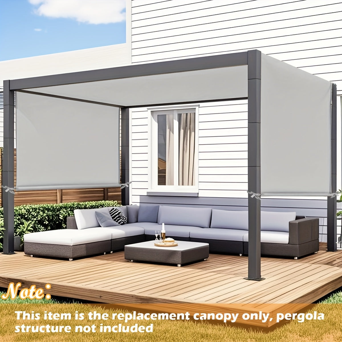 Retractable Pergola Replacement Canopy Cover, 105-Inch Width with Eight Colors and Three Length Options