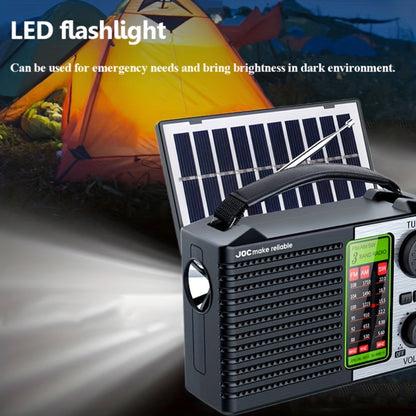 Emergency Solar Hand Crank Radio 5-in-1 with Dual Speaker, FM AM SW VHF, MP3 USB TF Card Player, 180° Foldable Solar Panel