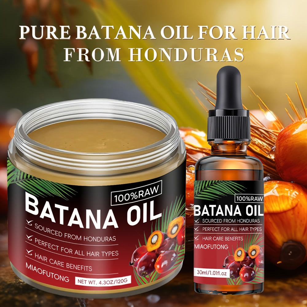 Two-Pack Pure Honduran Batana Hair Oil Set for Daily Scalp and Dry Hair Care Routines at Home