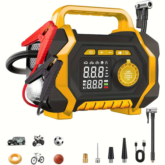 7000A Jump Starter with Air Compressor & Tire Inflator, 8-in-1 Portable Car Battery Booster for 9L Gas 8.5L Diesel, 150PSI Auto-Stop, Power Bank, LED Emergency Light, 12V Cars Trucks SUVs Motorcycles