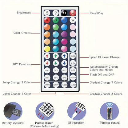 LED Strip Lights 100ft Color Changing with 44-Key Remote & Power Supply – RGB Light Strip for Bedroom Ceiling Living Room Festival Wedding Party Decor 30m