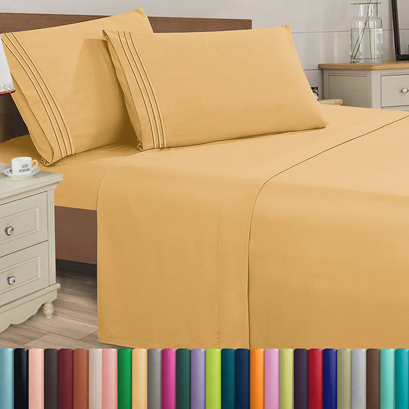 Microfiber Bed Sheet Set 4-Piece Deep Pocket Cooling Sheets Twin Full Queen King Cal King Split King