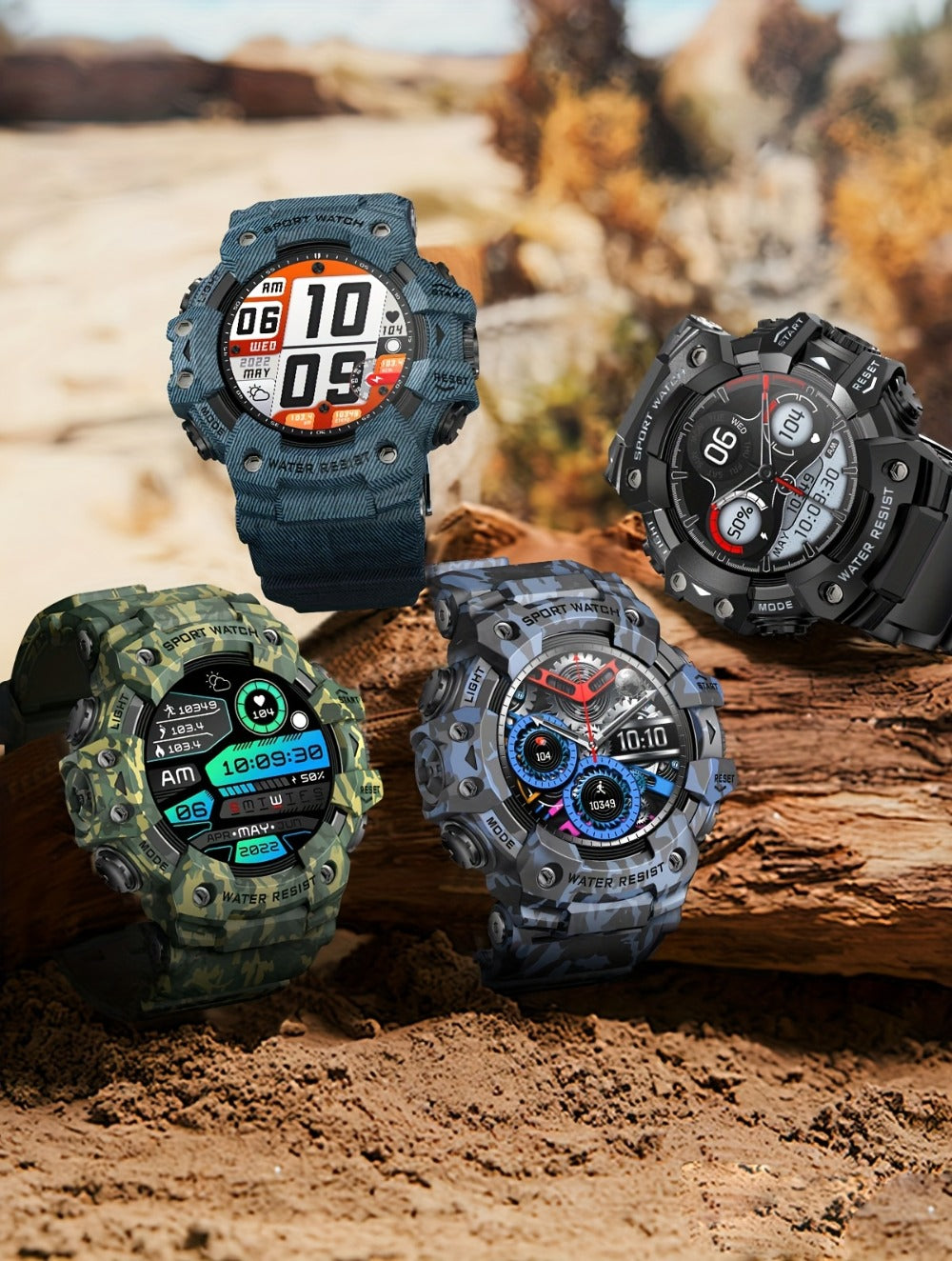 Smartwatch for Men 1.32 Inch Tactical Watch with LED Flashlight, SOS and 100+ Sport Modes in Eleven Colors