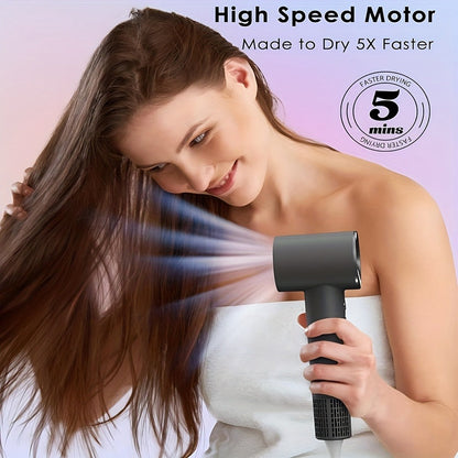Compact Hair Dryer with 110,000 RPM Motor-Speed Marking, Six Color Options and Concentrator-Style Nozzle