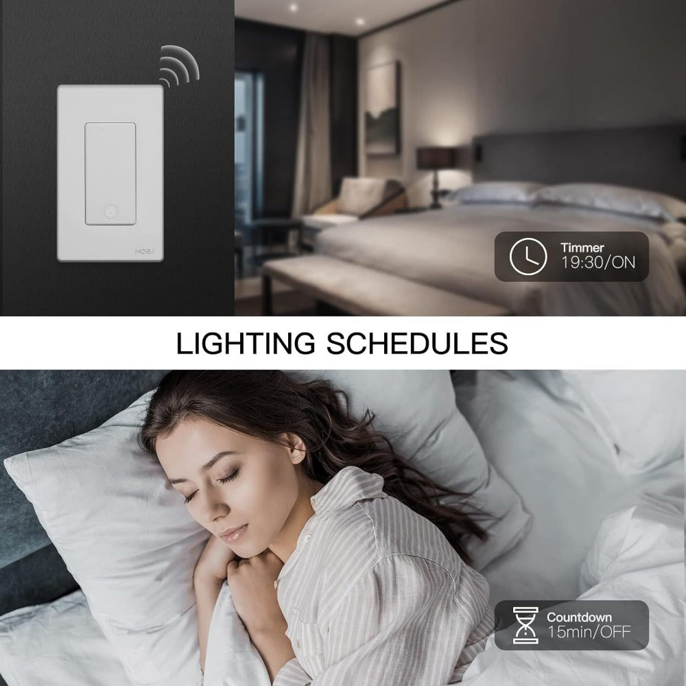 White Star Ring WiFi Wall Switch Four-Pack for Single-Pole or 3-Way Circuits with App, Voice and Schedule Control