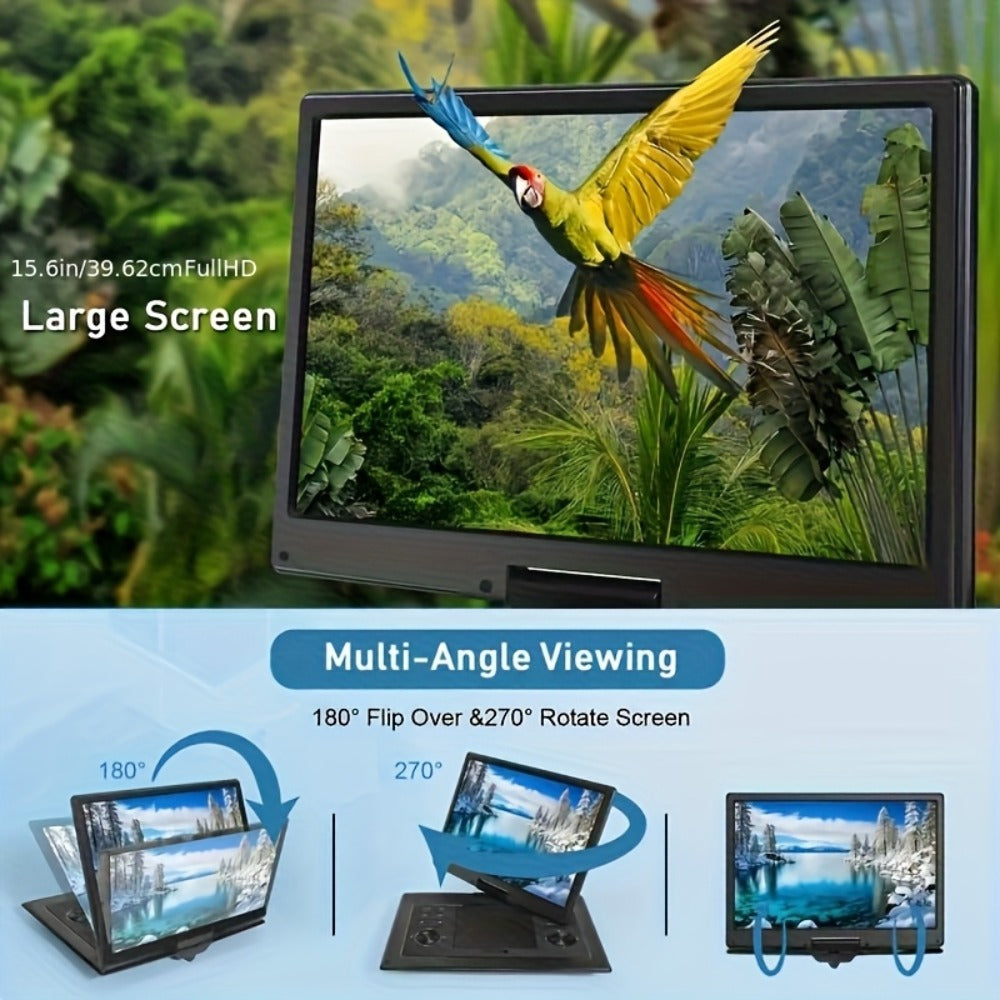 15.6-Inch Portable DVD Player with 1280 x 800 Swivel Screen, Dual Speakers, USB and SD Support
