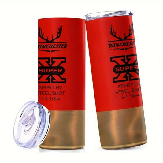 Insulated Tumbler 20oz Antler and Bullet Hunting Graphic with Stainless Steel, Lid and Straw