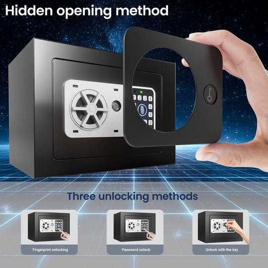 Fingerprint Safe Box with Password and Key Lock 0.3 0.8 1.13 1.71 Cu Ft Home Security Safe for Money Documents Passports Jewelry Bedroom Office Bedside Electronic Combination Lock Steel Safe