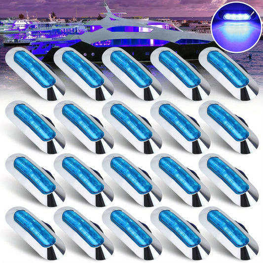 Marine LED Navigation Lights Set of 20 – Stern Circular Deck & Onboard Boat Lights for Yachts & Boats | Low Frequency, No Battery Required, Multi-Color Options