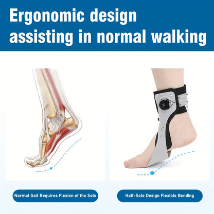 Adjustable Dial Foot Drop Ankle Brace with Air Cushion, Left or Right Foot in Sizes S–XXL Pictured