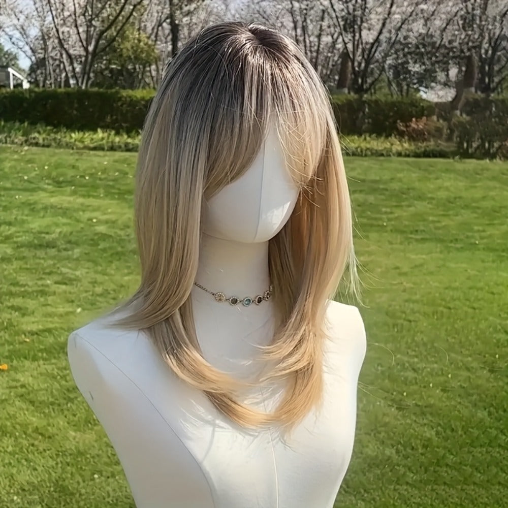Synthetic Wig 20-Inch Layered Straight Style in Deep Purple with Hairnet Included for Cosplay Looks