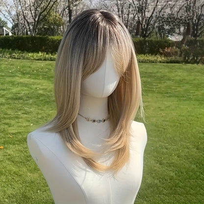 Synthetic Wig 20-Inch Layered Straight Style in Deep Purple with Hairnet Included for Cosplay Looks