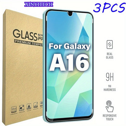 Screen Protector, 3-Piece Clear Tempered Glass Set for Samsung Galaxy A16 5G with Cleaning and Installation Accessories