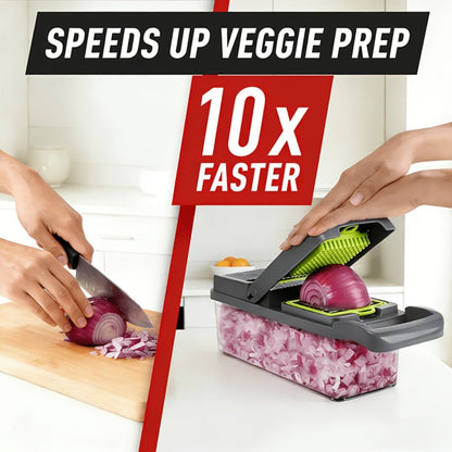 18-in-1 Vegetable Chopper and Mandoline Slicer with Clear Container in Upgraded or Gray 18-Piece Checkout Sets