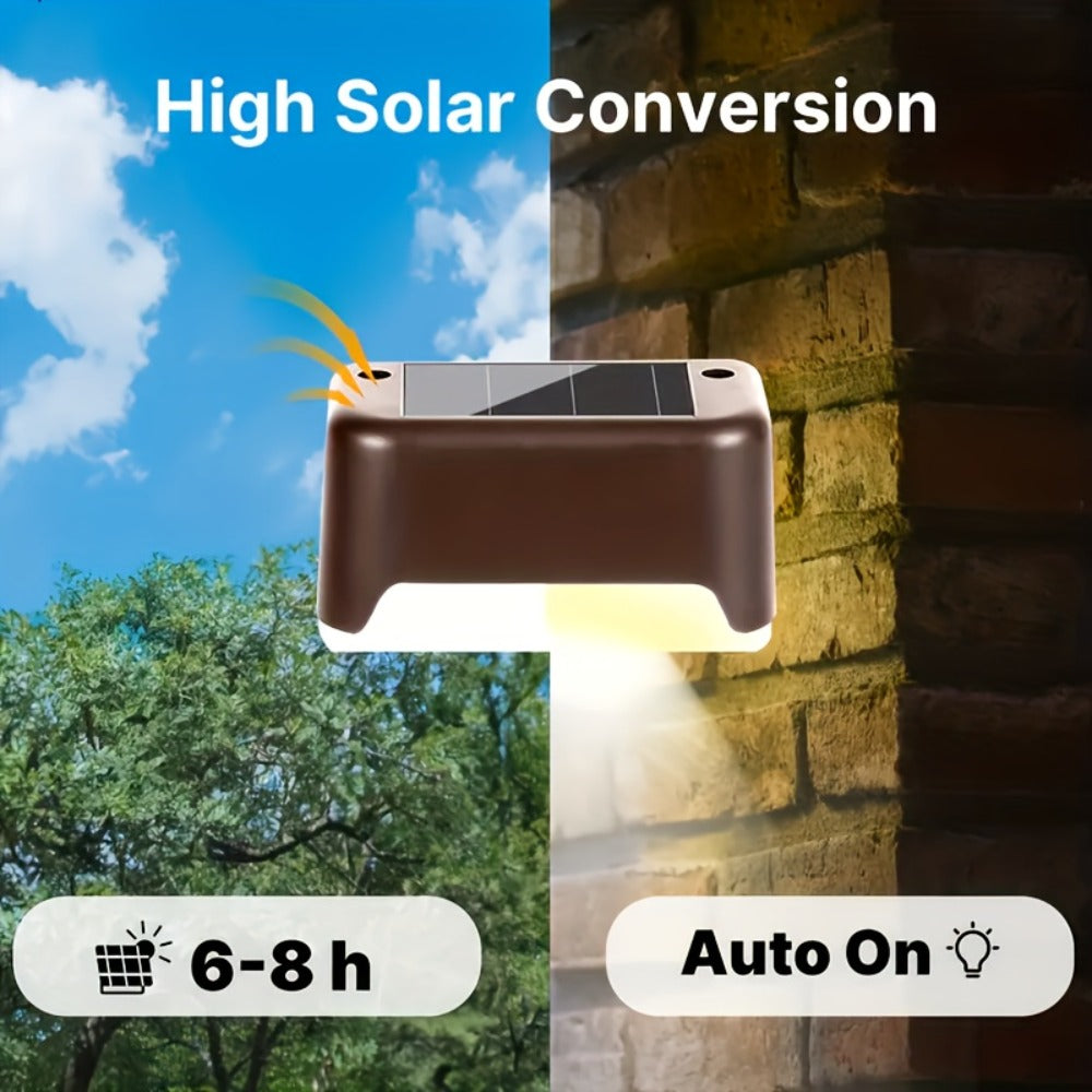 Solar Deck and Step Lights, 8- to 32-Piece Packs in Black, White or Brown with Integrated Panels