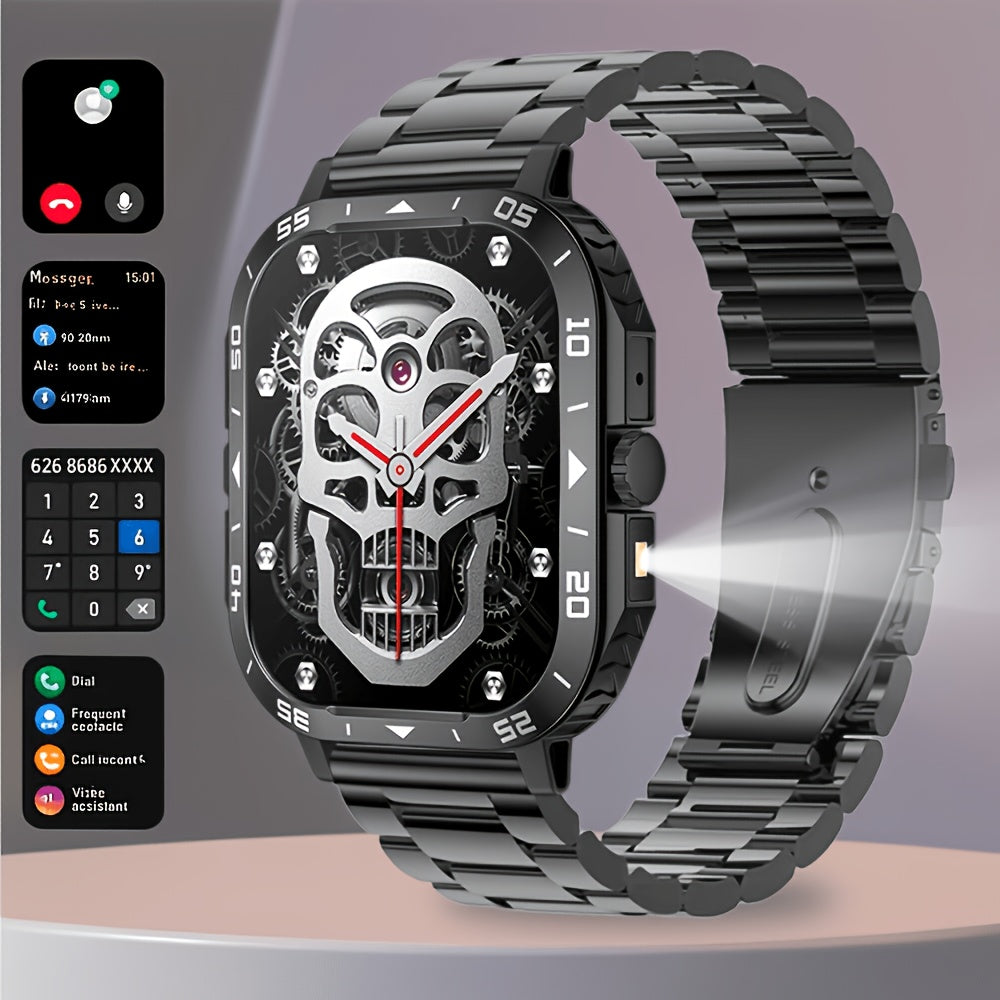 Smartwatch with Music Player Stopwatch LED Lighting Wireless Calling Multi Sport Mode Heart Rate Sleep Fitness Tracker iPhone Android Compatible Men Women Gift Black Gold Metal Strap