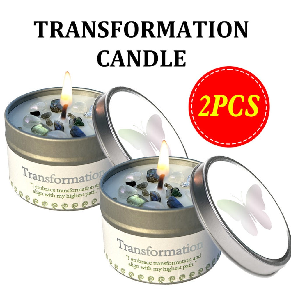 Crystal-Style Tin Candle with Eleven Intention Labels and One- or Two-Piece Checkout Options