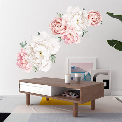 Peony Flower Decorative Window Sticker in Two Floral Styles, 17.7 x 47.2 Inches for Glass Decor
