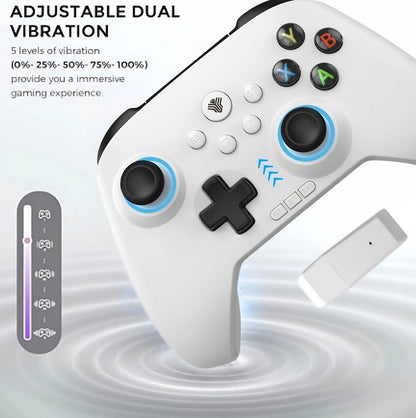 Three-Mode Wireless PC Controller with RGB Lighting, Hall Effect Joystick & Trigger, Programmable Buttons & Vibration for Windows PC, Android, Nintendo Switch & Steam – Not Compatible with Xbox