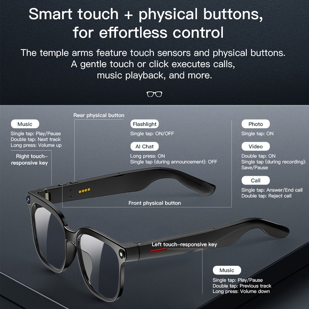 AI Camera Glasses 4K Recording & Real-Time Translation – 163 Languages, 8MP Wide-Angle FPV, 4GB Storage, Wireless Smart Glasses for Travel & Driving