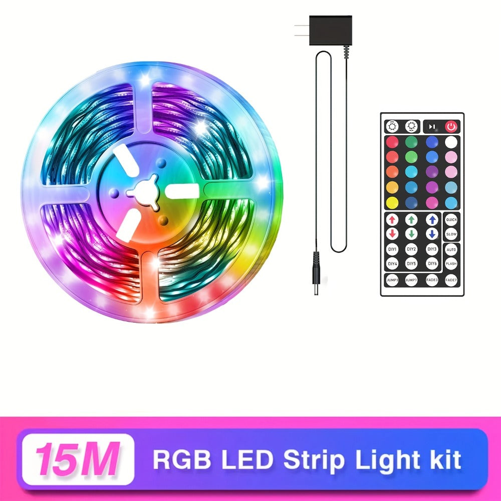 RGB LED Strip Lights for Party Wedding Event with 44-Key Remote - Colorful Color Changing Dimmable 50FT 100FT for Bedroom Kitchen Bar Holiday Home Decoration