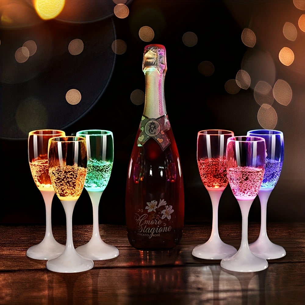 Six-Piece LED Light-Up Drinkware Set with Two Style Options: Champagne Flutes or Cocktail Glasses