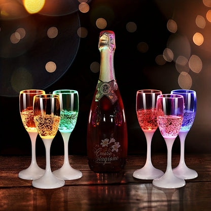 Six-Piece LED Light-Up Drinkware Set with Two Style Options: Champagne Flutes or Cocktail Glasses