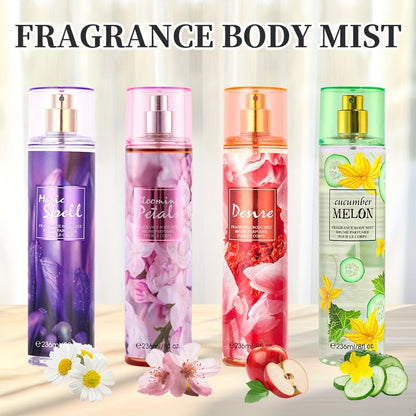 Floral and Fruit Body Mist Spray, 8 fl oz / 236ml in Fourteen Exact Scent Options for External Body Use