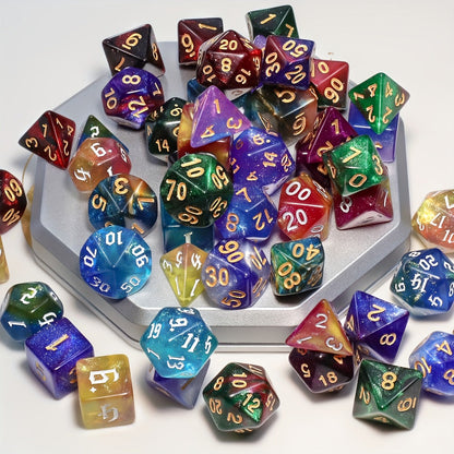 standard tabletop Polyhedral Dice Set 84pcs – Starry Night Glitter Dice with Pouch & Tray for standard tabletop RPG standard tabletop