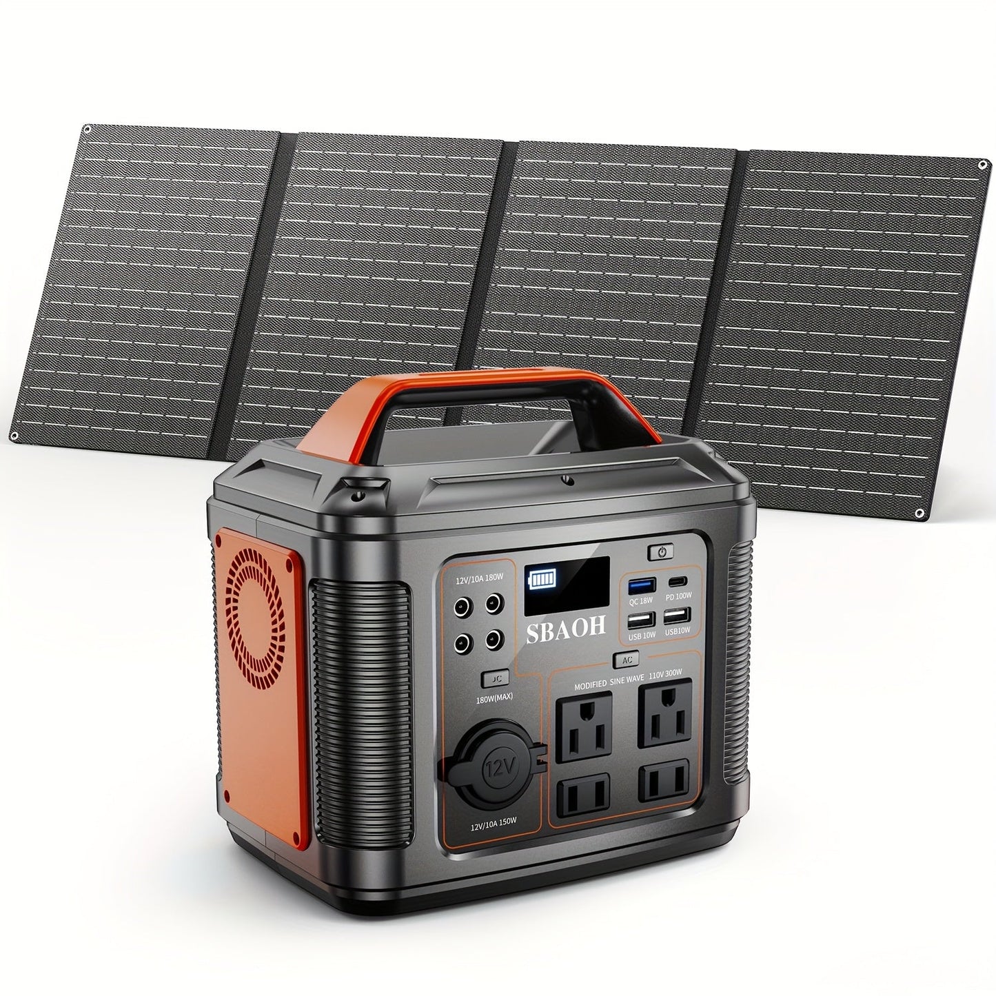 Portable Power Station 296Wh 300W with AC, DC, USB, LED Light and Optional 60W Solar Panel