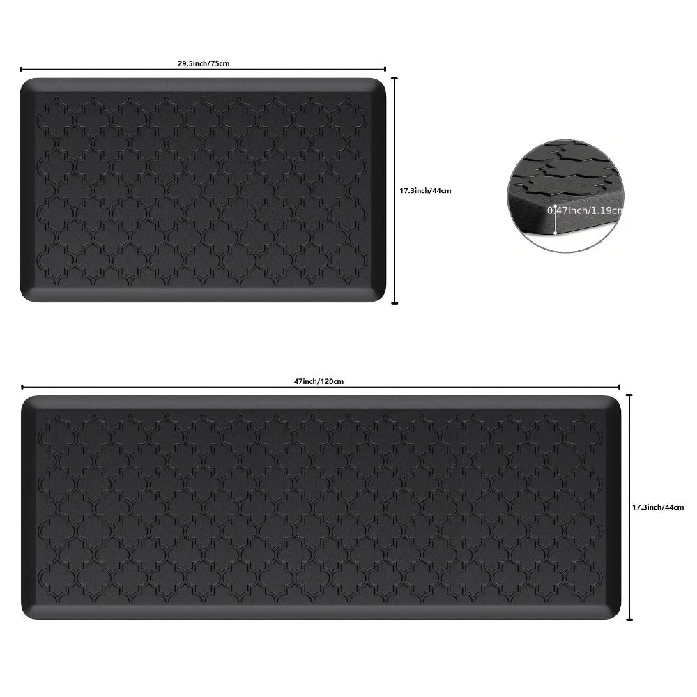 Cushioned Kitchen Standing Mat in Gray or Black with 17.3 x 29.5 and 17.3 x 47-Inch Size Options