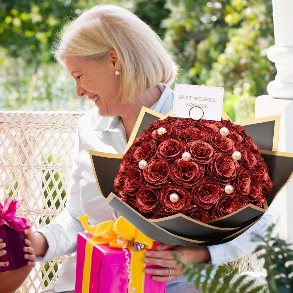 Artificial Flash Rose Bouquet 24/36 Pcs – Simulation Shiny Fake Roses for Wedding, Engagement, Anniversary & Holiday Decorations, Multiple Colors