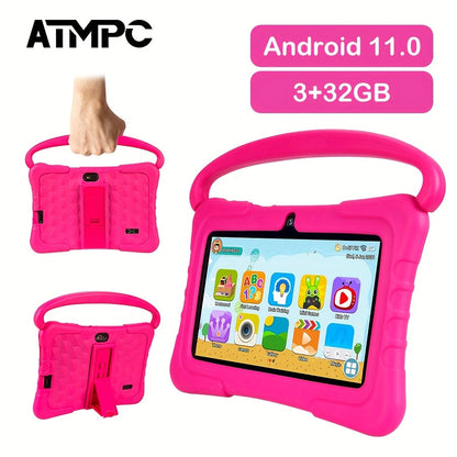 Kids Tablet 7 Inch with Android 11, 3GB RAM, 32GB Built-In Storage, 2.4GHz WiFi and Red or Blue Options